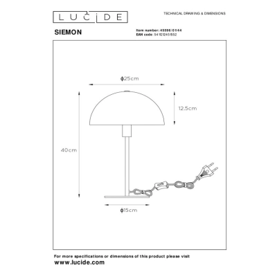 lafabryka.pl SIEMON - Lampa stołowa - Ø 25 cm - 1xE14 - Ocher Yellow 45596/01/44 Lucide